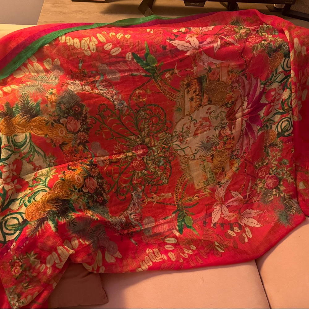 $1200 ETRO CASHMERE Floral Scarf Wrap Pashmina